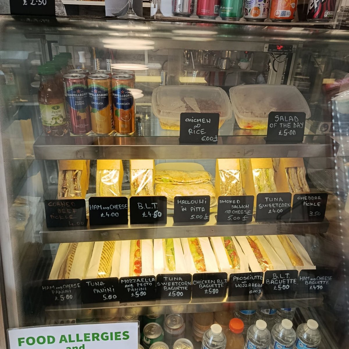 The Kubik Cafe fridge with sandwiches, baguettes and panini